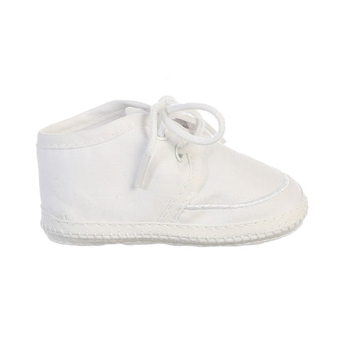 Lito Toddler Boy White Cotton Lace Up Christening Bootie 4-5 Toddler - SophiasStyle.com